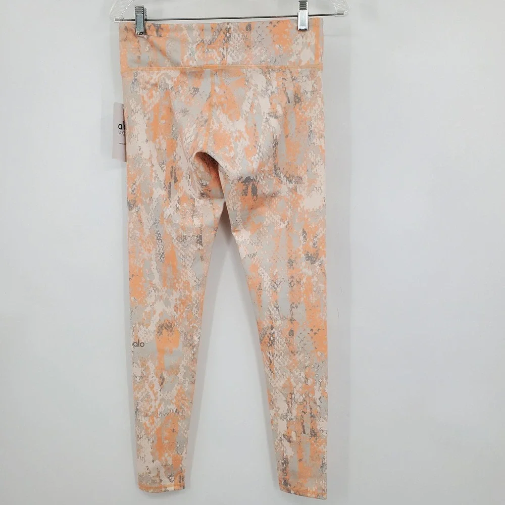 NWT Alo Yoga Airbrush Legging Peach Grey Snakeskin Print High Waist Activewear